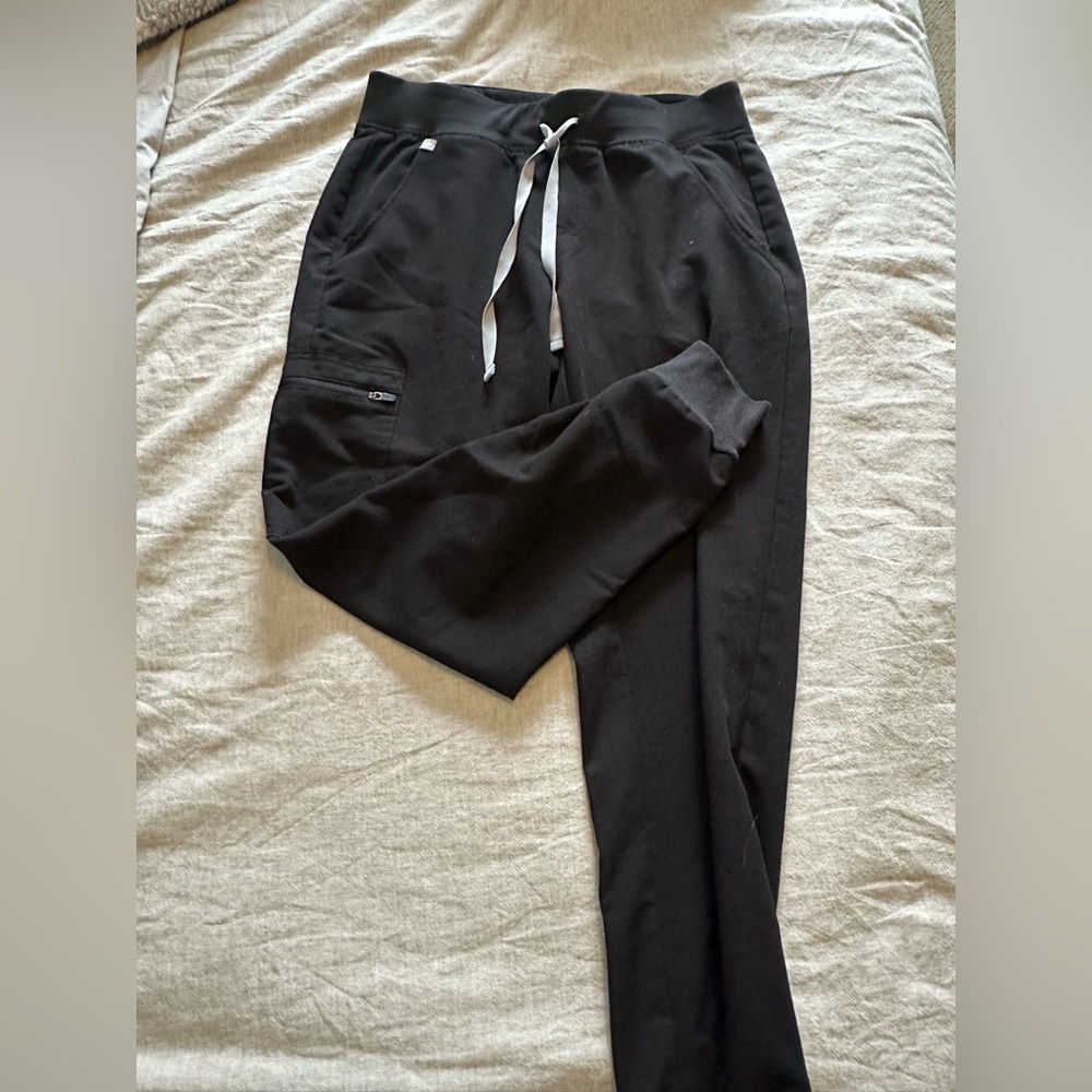Figs Black Scrub Zamora High Waisted BOTTOMS ONLY